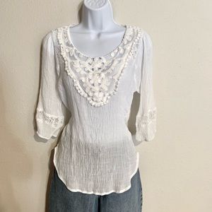 Bobeau Sheer White Top